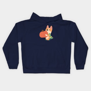 Pumpkin Picking Corgi Kids Hoodie